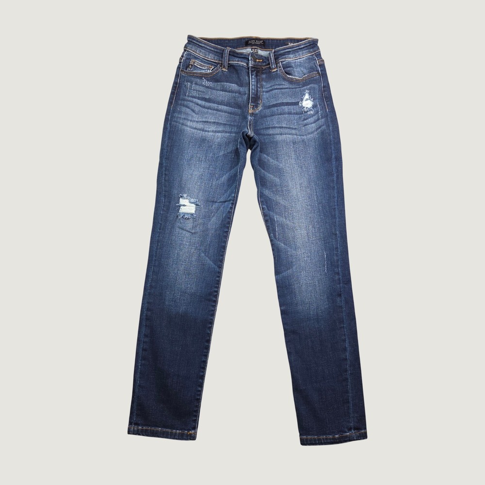Judy Blue Slim Fit Jeans Women 5/27 Dark Wash Distressed Stretch Denim JB82104DK
